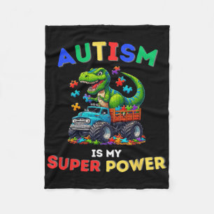Dinosaurier Trex Autismus ist meine Supermacht Aut Fleecedecke
