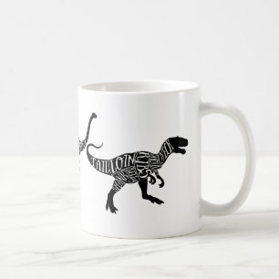 Dinosaurier Trex Diplodocus Fleisch schneidet Tasse