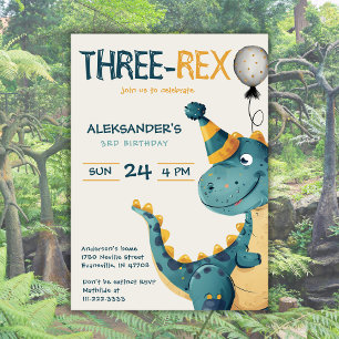Dinosaurier Trex Three Rex 3. Geburtstags-Party Einladung