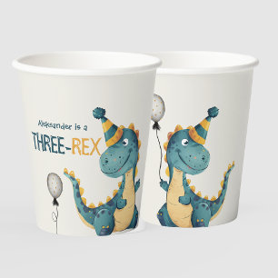 Dinosaurier Trex Three Rex 3. Geburtstags-Party Pappbecher