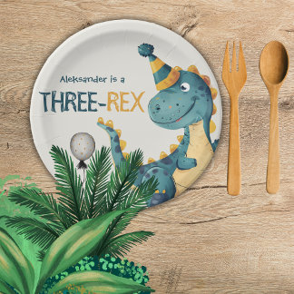 Dinosaurier Trex Three Rex 3. Geburtstags-Party Pappteller