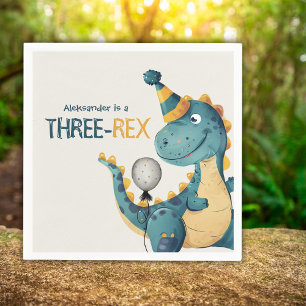 Dinosaurier Trex Three Rex 3. Geburtstags-Party Serviette