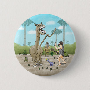 Dinosaurier trifft auf die Steinzeit Button