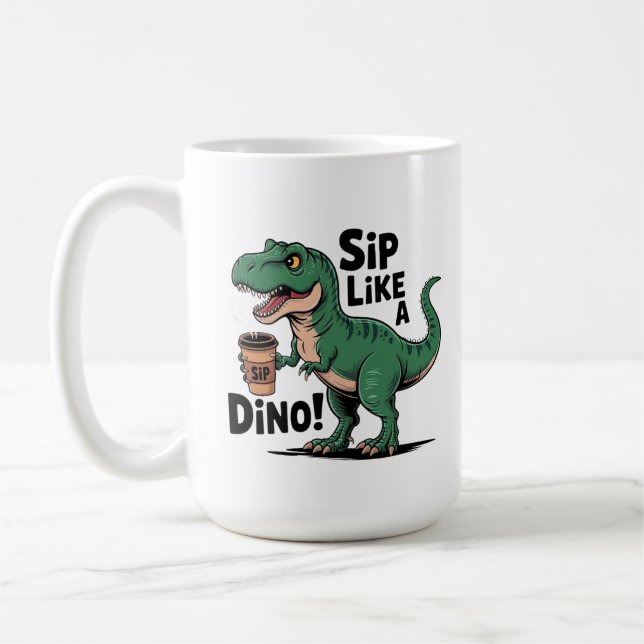 Dinosaurier trinken Kaffee Kaffeetasse (Links)
