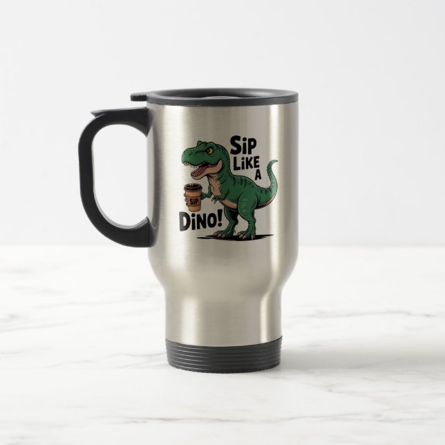 Dinosaurier trinken Kaffee Reisebecher (Links)