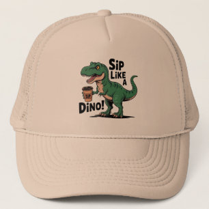 Dinosaurier trinken Kaffee Truckerkappe