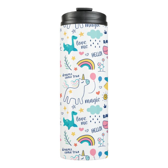 Dinosaurier Tumbler, Insulated Tumbler, Rainbow Tu Thermosbecher (Vorderseite)