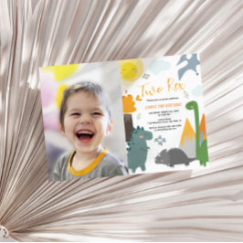 Dinosaurier Two Rex 2. Geburtstag Foto Party Einladung