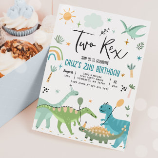Dinosaurier Two Rex 2. Geburtstags-Party Einladung