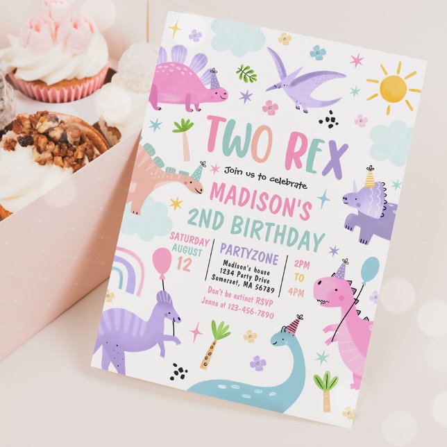 Dinosaurier Two Rex 2. Geburtstags-Party Einladung (Von Creator hochgeladen)