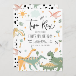 Dinosaurier Two Rex 2. Geburtstags-Party Einladung