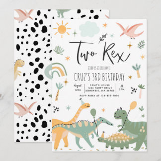 Dinosaurier Two Rex 2. Geburtstags-Party Einladung