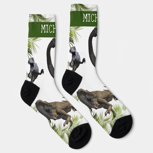 Dinosaurier Tyrannosaurus personalisierter Name Ra Socken (Rechts)