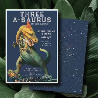 Dinosaurier Tyrannosaurus Rex Vintage Geburtstagsf Einladung