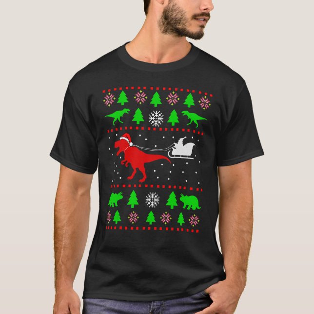 Dinosaurier Ugly Christmas Sweater für Erwachsene  T-Shirt (Vorderseite)