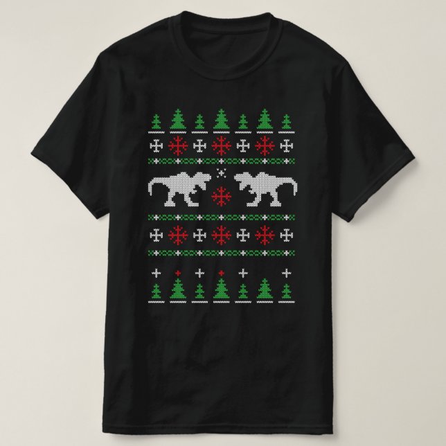 Dinosaurier Ugly Christmas Sweater T-Shirt (Design vorne)