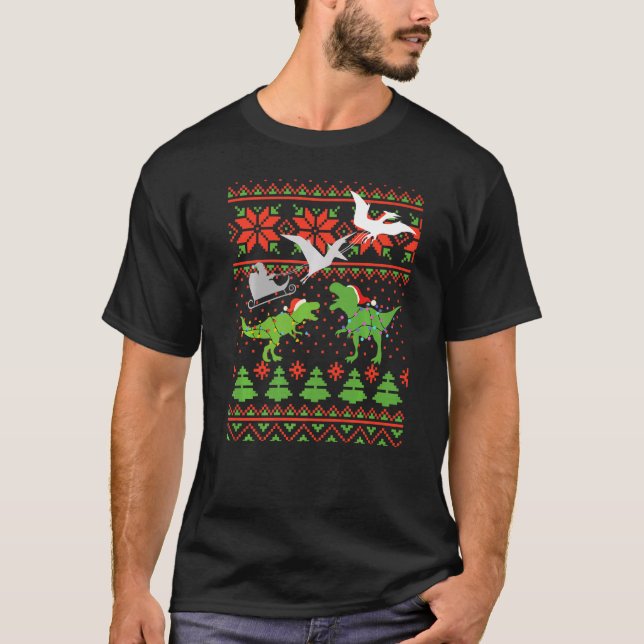 Dinosaurier Ugly Weihnachtssüßer für Kinder T-Shirt (Vorderseite)