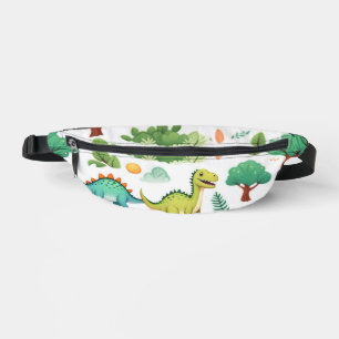 Dinosaurier und Bäume Muster weiß Bauchtasche