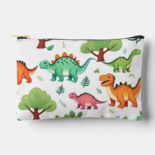 Dinosaurier und Bäume Muster weiß Zubehörtasche