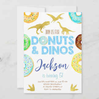 Dinosaurier und Donuts Boy Geburtstagsparty Einladung