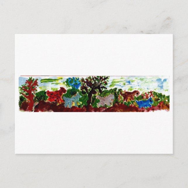 Dinosaurier- und Eselparade Postkarte (Vorderseite)