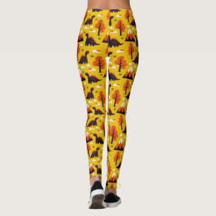 Dinosaurier und Monutains im Senfgrund Leggings