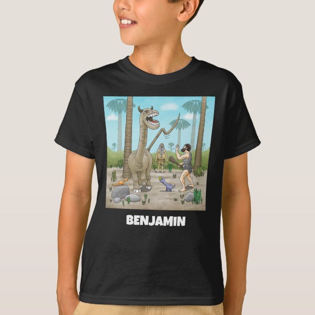 Dinosaurier und Party der Steinzeit T-Shirt (Vorderseite)