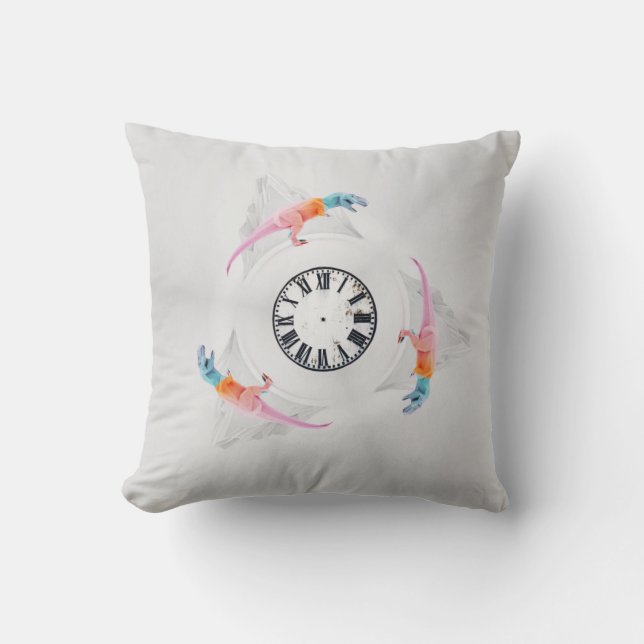 Dinosaurier und Uhren Kissen (Vorderseite)