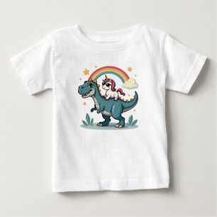 Dinosaurier und Unicorn Baby T - Shirt