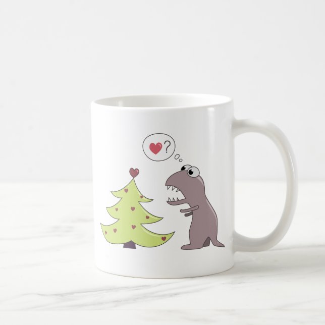 Dinosaurier und Weihnachtsbaum Kaffeetasse (Rechts)