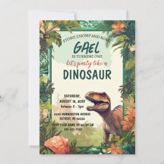 Dinosaurier verwandelt einen Jungen zum Geburtstag Einladung