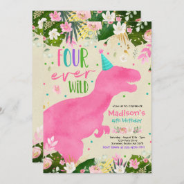 Dinosaurier Vier Mal Wildes Party Dinosaur Geburts Einladung