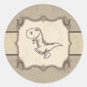 Dinosaurier Vintag Retro Klassischer Rundsticker Runder Aufkleber