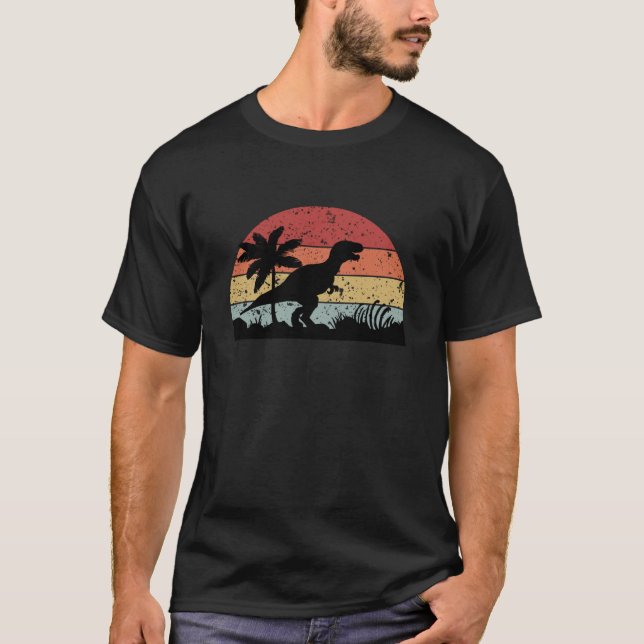 Dinosaurier Vintag Sunset Geschenkdesign T-Shirt (Vorderseite)