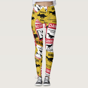 Dinosaurier-Vorsicht-Zeichen Leggings