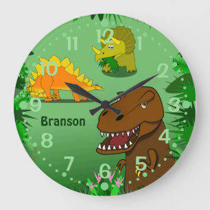 Dinosaurier Wall Clock für Kinder Personalisiert Große Wanduhr