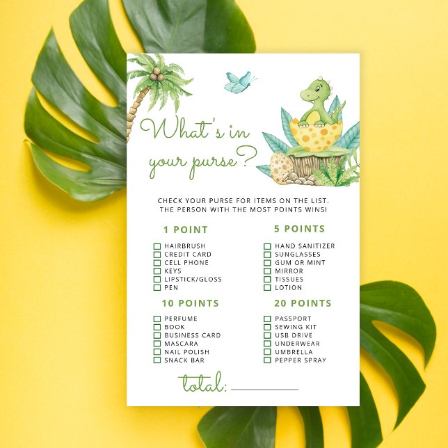 Dinosaurier Was ist in deinem Purse Baby Shower Ga (Von Creator hochgeladen)