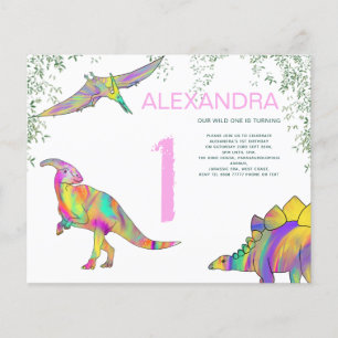 Dinosaurier-Wasserfarbe 1. Geburtstagsfeier Budget Flyer