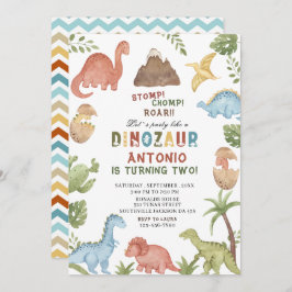 Dinosaurier Wasserfarbe Magen-Chomp-Brühe Geburtst Einladung