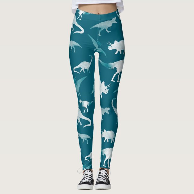 Dinosaurier Wasserfarbe: Textilmuster Leggings (Vorderseite)