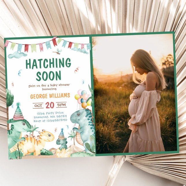 Dinosaurier Wasserfarbenfrost Bald Babydusche Einladung (Von Creator hochgeladen)