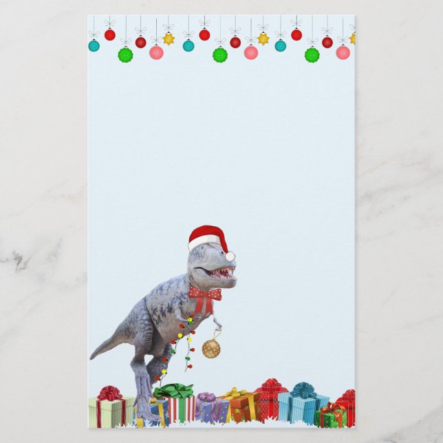 Dinosaurier Weihnachten Briefpapier (Vorderseite)