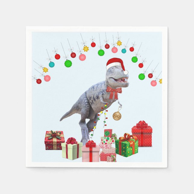 Dinosaurier Weihnachten Serviette (Vorderseite)
