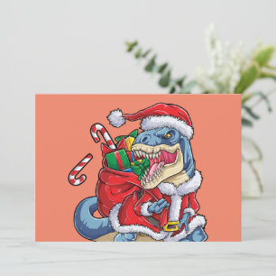 Dinosaurier Weihnachts Weihnachtsmann T rex Boys M Einladung