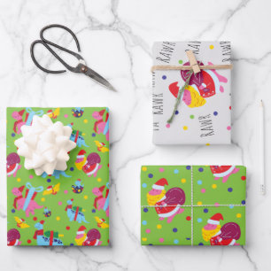 Dinosaurier Weihnachtswrapping Paper für Kinder Geschenkpapier Set