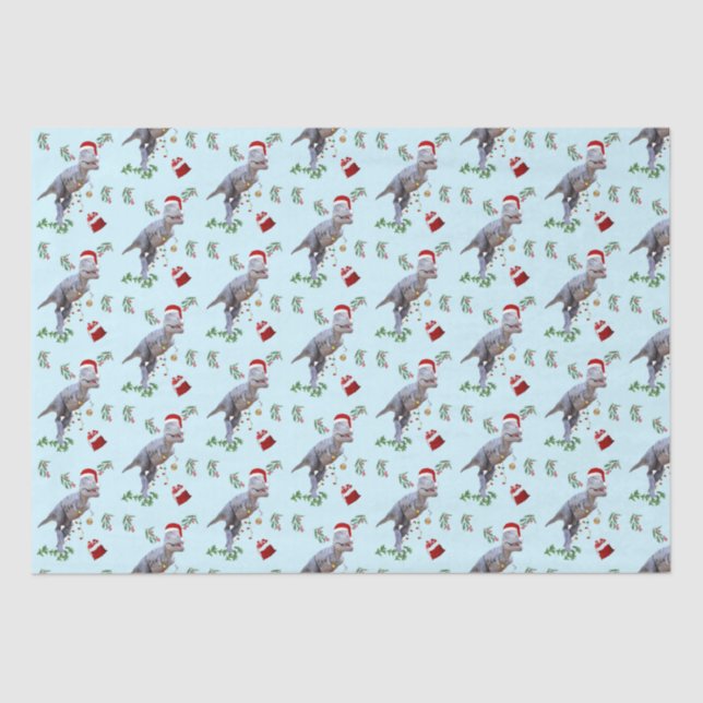 Dinosaurier Weihnachtszettel Seidenpapier (Vorderseite)