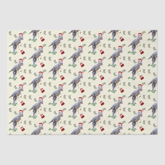Dinosaurier Weihnachtszettel Seidenpapier (Vorderseite)