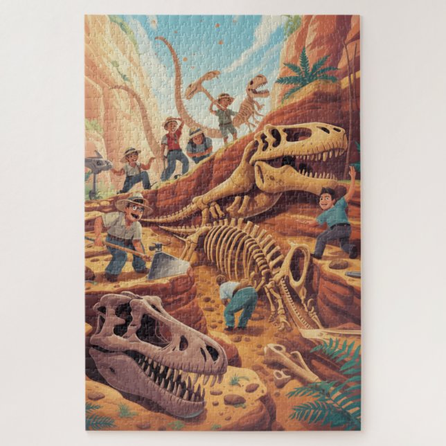 Dinosaurier-Welt-Entdeckungs-Grabung-Puzzle Puzzle (Vertikal)
