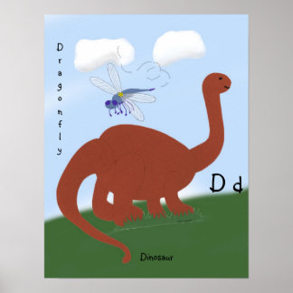 Dinosaurier Whimsical Cartoon Art Poster