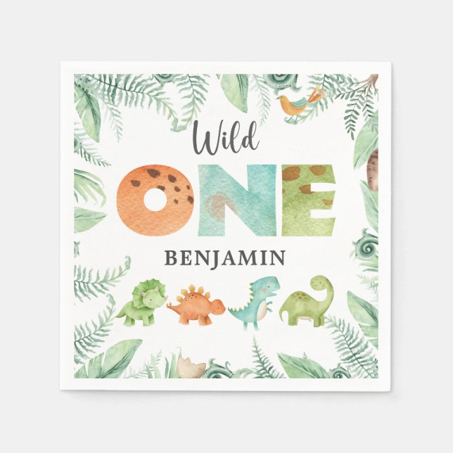 Dinosaurier Wild Baby Shower Napkins Serviette (Vorderseite)